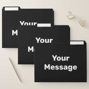 Simple Black and White Your Message Text Template File Folder