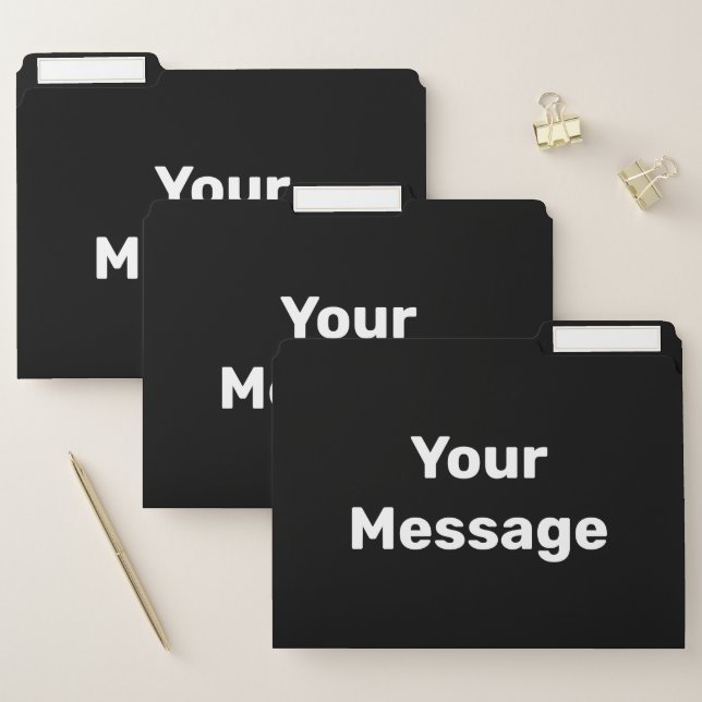 Simple Black and White Your Message Text Template File Folder (Set)