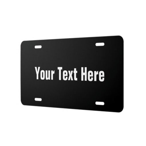 Simple Black And White Your Text Here Template License Plate 