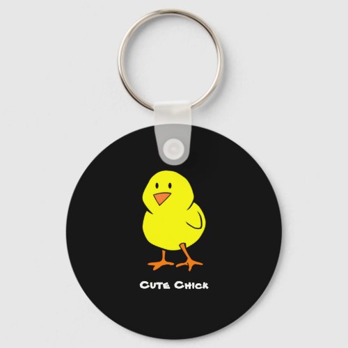 Simple Black and Yellow Cute Chick Keychain