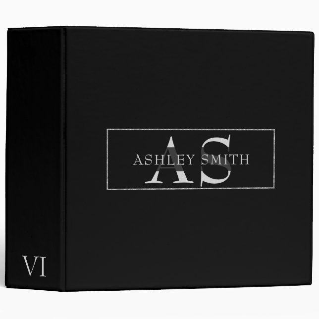 Simple Black Background 3 Ring Binder (Front/Spine)