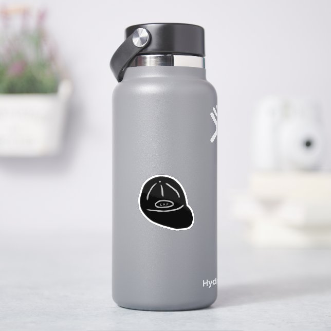 Simple Black Baseball Cap Doodle Gift Sticker (HydroFlask)