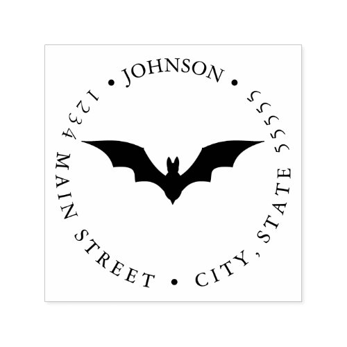 Simple Black Bat Silhouette Return Label Self_inking Stamp