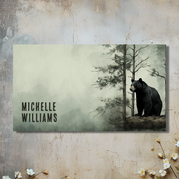 Simple Black Bear Rustic Woodland Forest Business Card by JustYourBusiness at Zazzle
