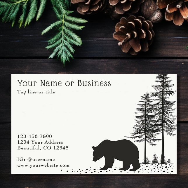 Simple Black Bear Rustic Woodland Forest Business Card (Front - Simple Black Bear Rustic Woodland Forest Business Card)