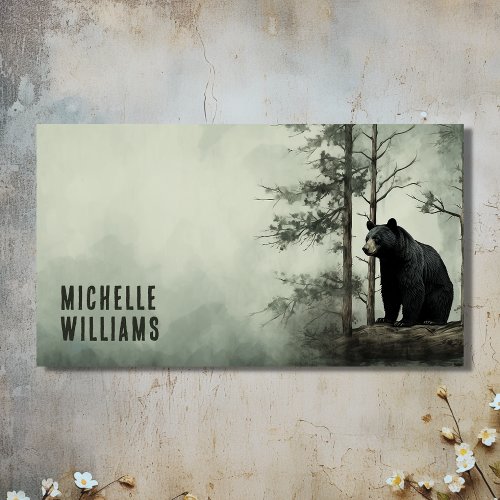 Simple Black Bear Rustic Woodland Forest Business Card