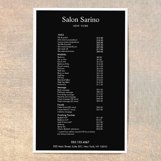 Simple Black Beauty Salon Service Menu Flyer (Creator Uploaded)