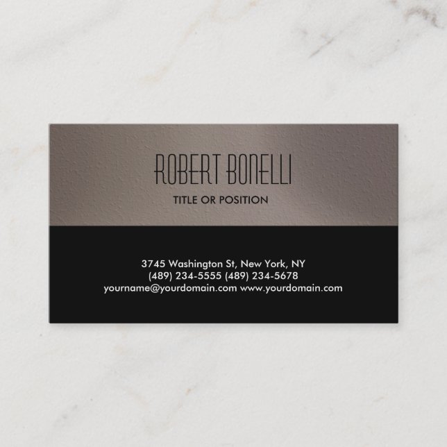 Simple Black Beige Business Card (Front)