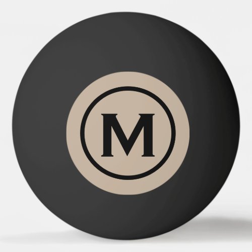 Simple Black Beige Monogram Ping Pong Ball