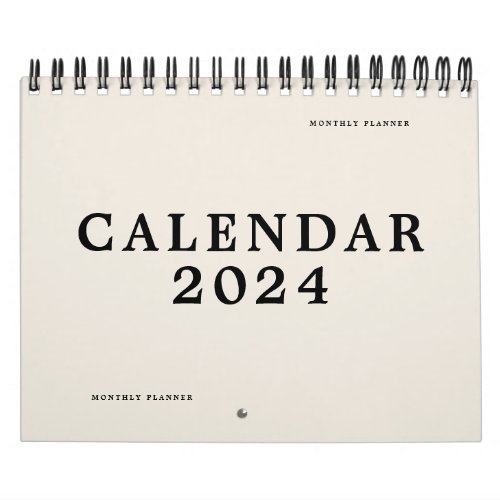 Simple Black Beige USA America Weekly Planner 2024 Calendar