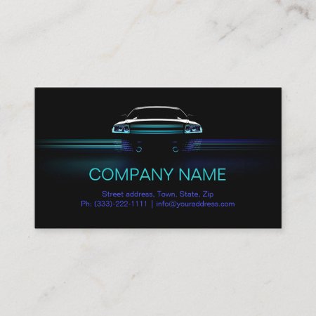 Simple Black Blue Gradient Line Car Business Card
