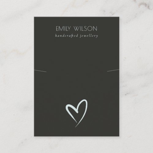 Simple Black Blue Heart Necklace Band Display Business Card