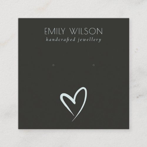 Simple Black Blue Heart Stud Earring Display Square Business Card