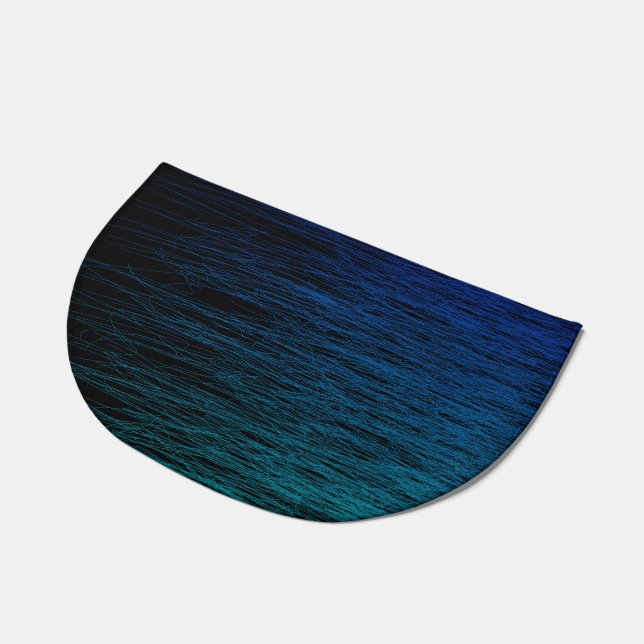 Simple Black Blue Teal Abstract Scribble Doormat (Angled)