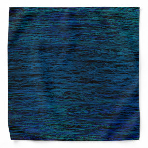 Simple Black Blue Teal Abstract Scribble Texture Bandana
