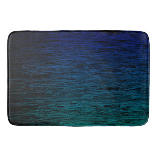 Simple Black Blue Teal Abstract Scribble Texture Bath Mat