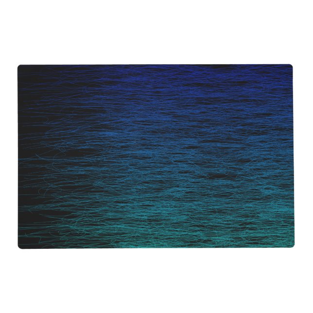 Simple Black Blue Teal Abstract Scribble Texture Placemat (Front)