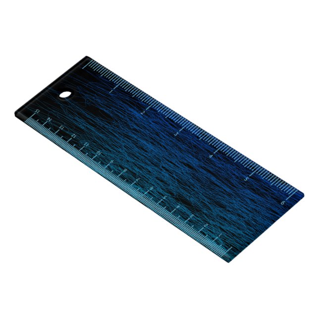 Simple Black Blue Teal Abstract Scribble Texture Ruler (Angled)