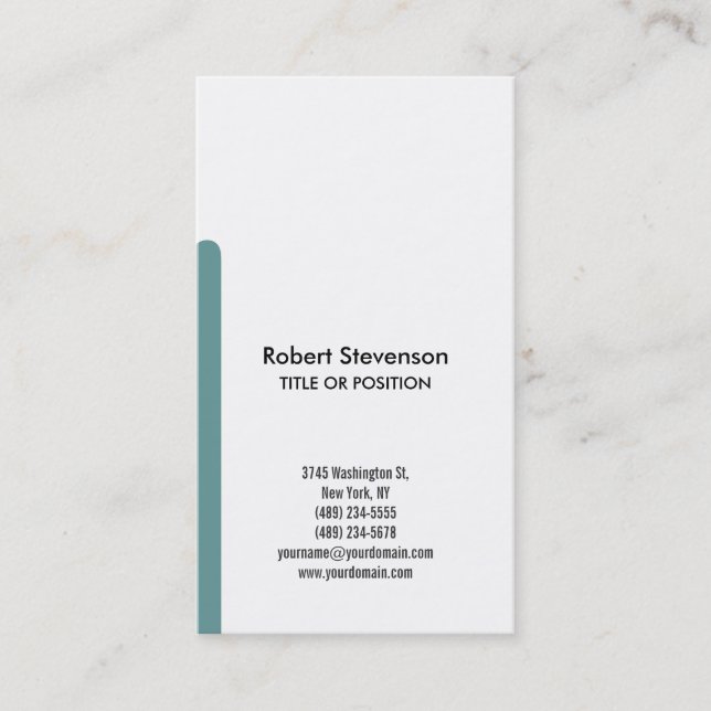 Simple Black Blue White Plain Business Card (Front)