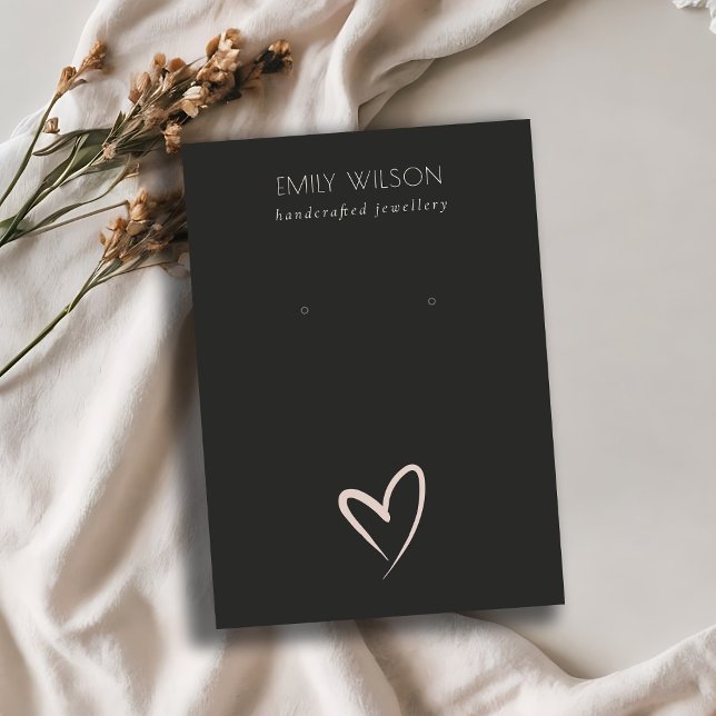 Simple Black Blush Heart Stud Earring Display Business Card (Creator Uploaded)