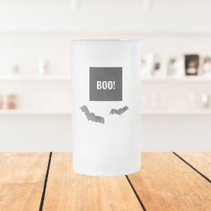 Simple Black Boo Happy Halloween Frosted Glass Beer Mug