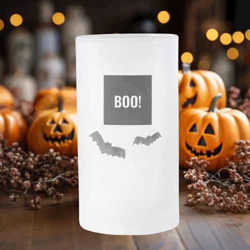 Simple Black Boo Happy Halloween Frosted Glass Beer Mug