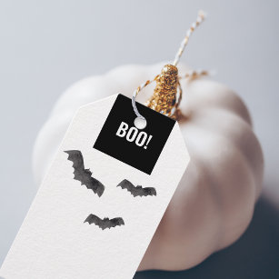 Simple Black Boo Happy Halloween Gift Tags