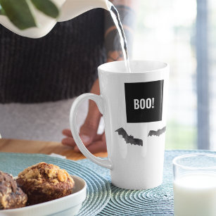 Simple Black Boo Happy Halloween Latte Mug
