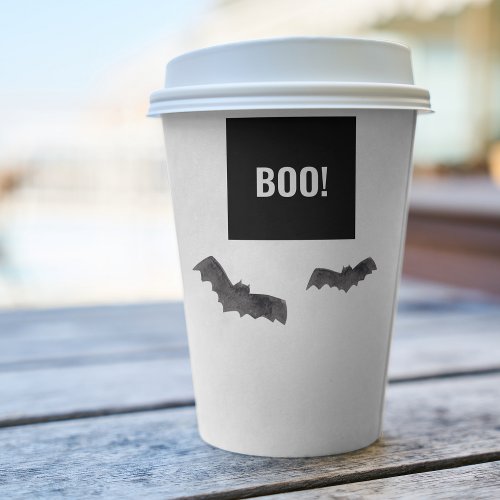 Simple Black Boo Happy Halloween Paper Cups