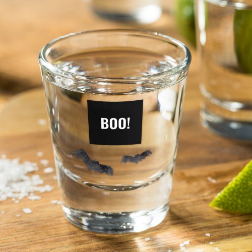 Simple Black Boo Happy Halloween Shot Glass