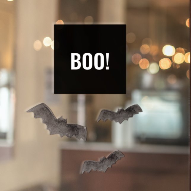 Simple Black Boo Happy Halloween Window Cling (Creator Uploaded)