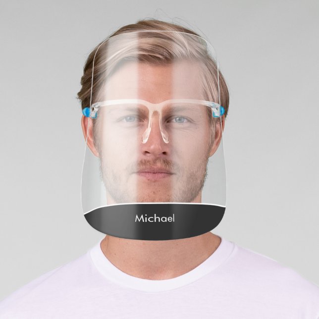 Simple Black Border/Business or Employee Name Face Shield (Insitu)
