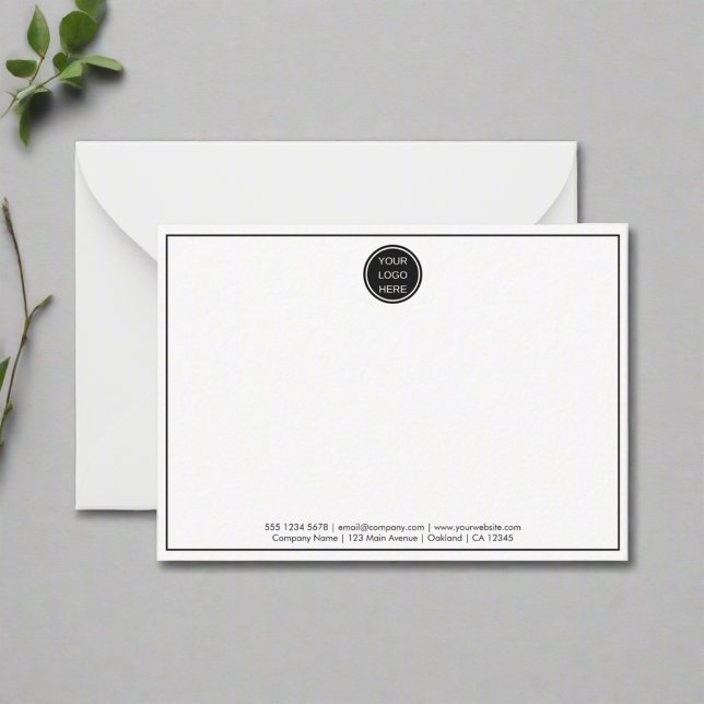 Simple Black Border Company Logo Branded Mail Note Card (Creator Uploaded)