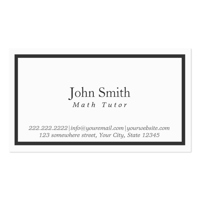 Simple Black Border Math Tutor Business Card