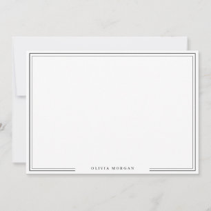 Simple Black Border Name Stationery Note Card