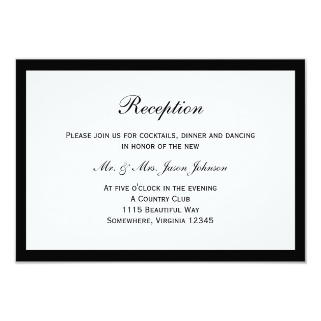 Simple Black Border Wedding Reception Card