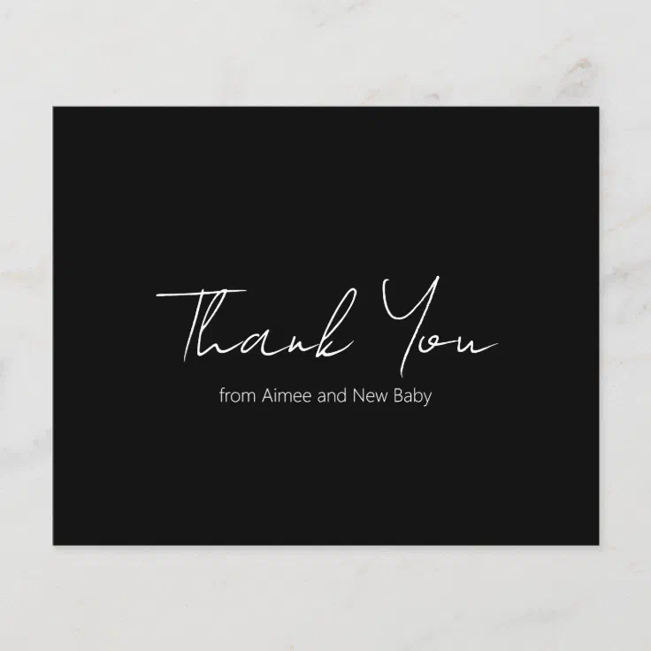 Simple Black Budget Baby Shower Thank You Card Zazzle