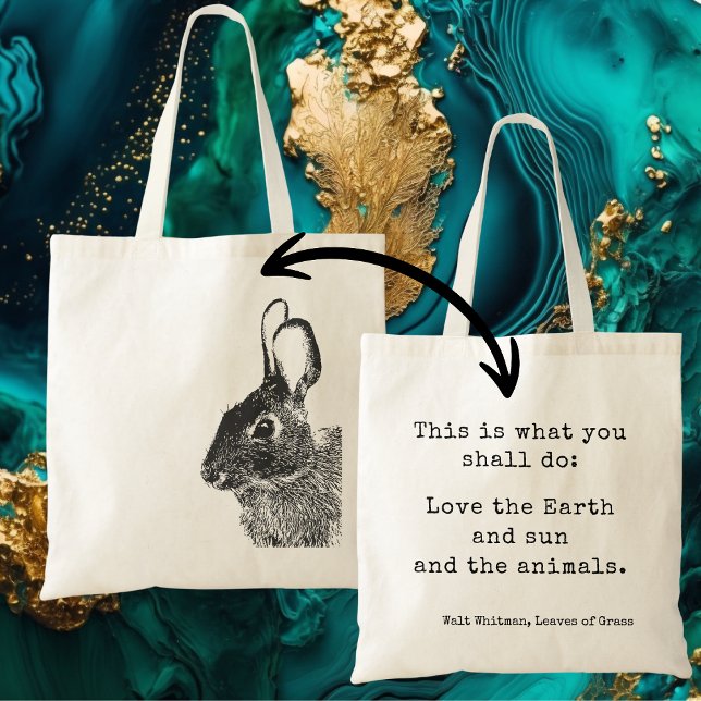 Simple Black Bunny Eco-Friendly Quote Tote Bag (Creator Uploaded)