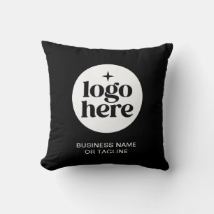 Simple Black Business Name Logo Throw Pillow