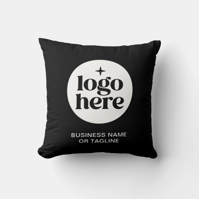 Simple Black Business Name Logo Throw Pillow (Front)