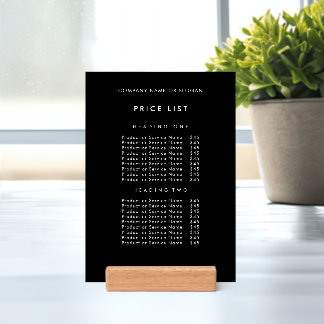 Simple Black Business Name Price List Holder