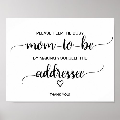 Simple Black Calligraphy Addressee Sign
