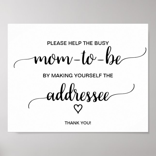 Simple Black Calligraphy Addressee Sign (Front)