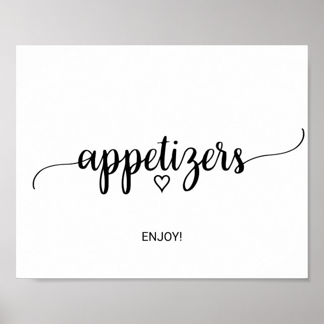 Simple Black Calligraphy Appetizers Sign (Front)