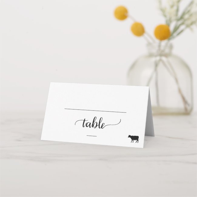 Simple Black Calligraphy Beef Meal Option Wedding Place Card