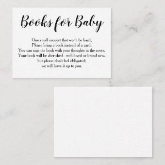 Simple Black Calligraphy Book Request Insert | Zazzle
