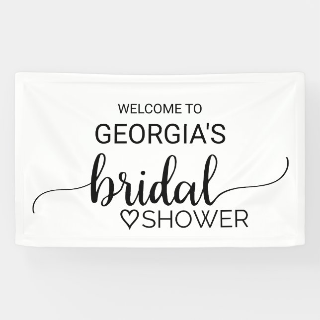 Simple Black Calligraphy Bridal Shower Banner (Horizontal)