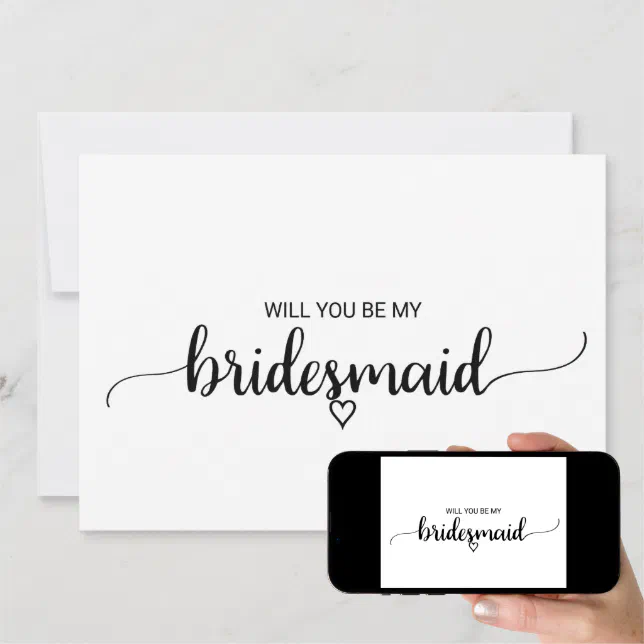 Simple Black Calligraphy Bridesmaid Proposal Invitation | Zazzle