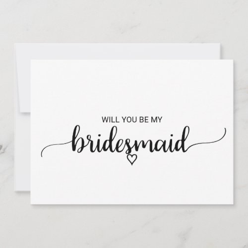 Simple Black Calligraphy Bridesmaid Proposal Invitation