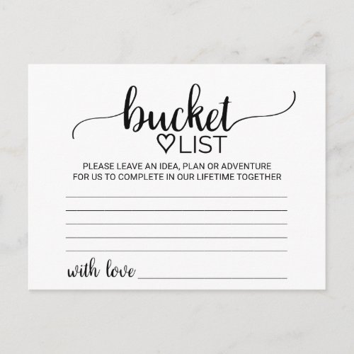 Simple Black Calligraphy Bucket List Cards